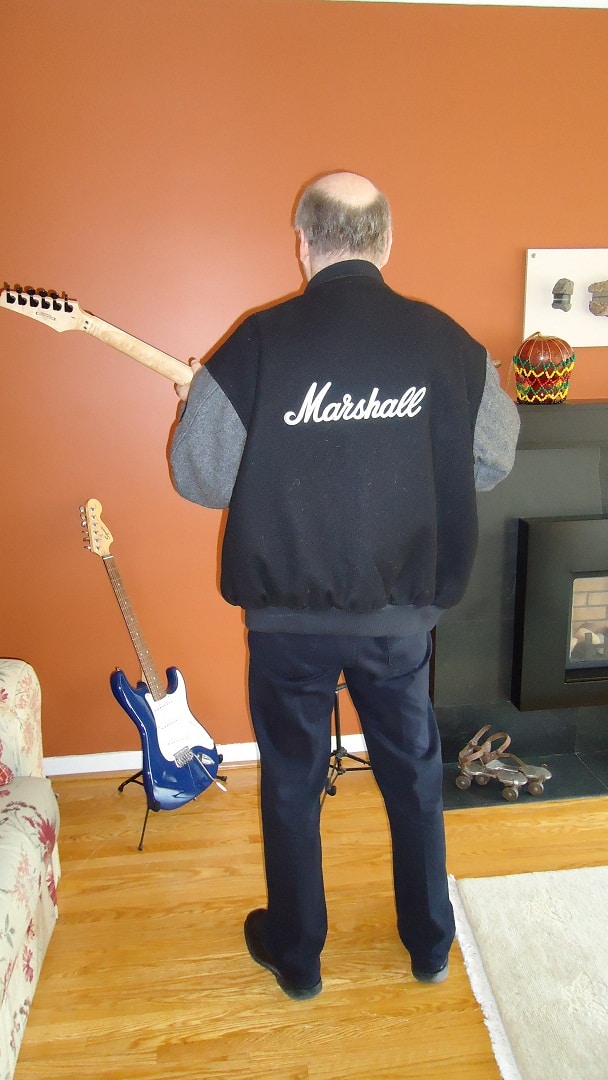 Marshall Chasin wearing his Marshall Amplifier jacket. 