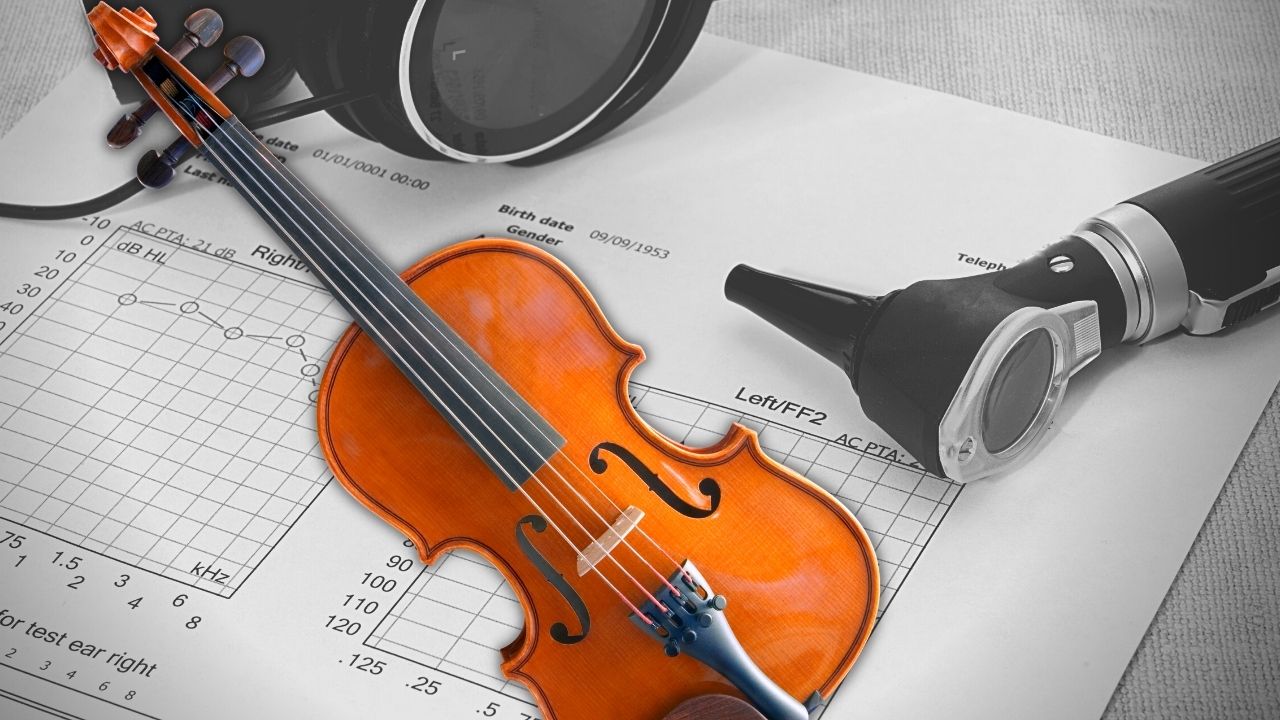hearing loss from violin 8000 hz notch