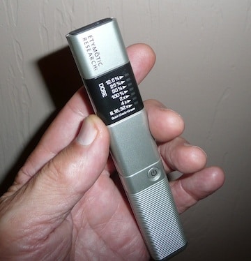 Figure 1.  Dosimeter used for this measurement activity – Etymotic Research ER-200D Personal Noise Dosimeter.