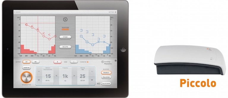 Figure 5.  The Piccolo touch screen audiometer by Inventis, of Italy, using the iPad tablet. 