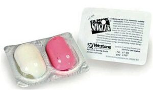 Figure 3. Silicone singles ear impression individually packaged with pre-measured ear impression material (Westone, 19998). 