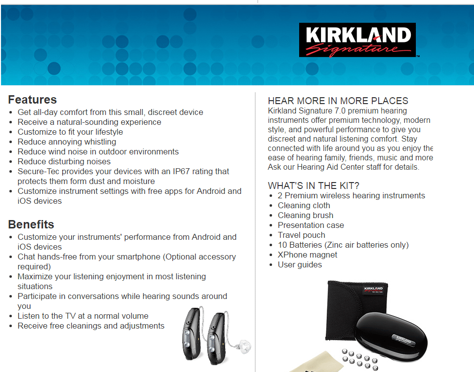 kirkland hearing aid info