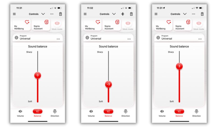 signia app sound balance feature
