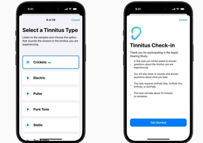 apple hearing study tinnitus